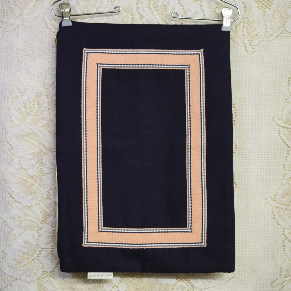 Caitlin Wilson Cotton Pillowcase Sham Pillow Case Blue w/ Pink Border Metal Zip